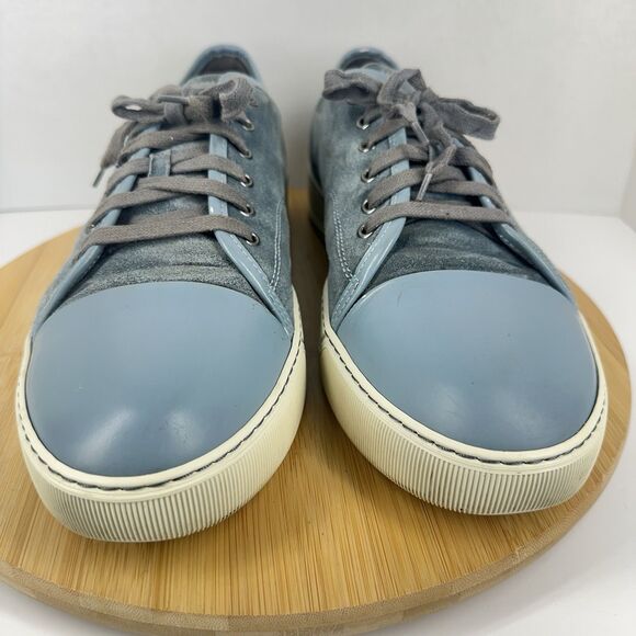 Lanvin DBB1 Suede And Patent Leather Sneakers Shoes Men's Size 12EU 13US Gray - Picture 2 of 15